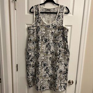 HABITAT sleeveless abstract floral linen dress (XL)